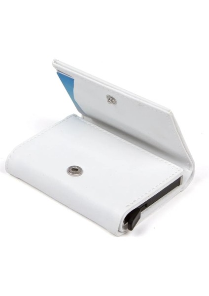 Erkek Rfıd Otomatik Çekim Koruyucu Mekanizmalı Kağıt Para Bölmeli Hediyelik Kartlık Cüzdan TUL605 - Beyaz indirimleri