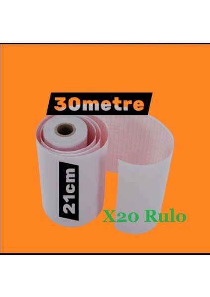 Ecg Ekg Termal Isıya Duyarlı Kalın Gramajlı Ecg Ekg Kağıdı 21CM - 30METRE 20 Adet Rulo