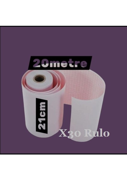 Ecg Ekg Termal Isıya Duyarlı Kalın Gramajlı Ecg Ekg Kağıdı 21CM - 20METRE 30 Adet Rulo