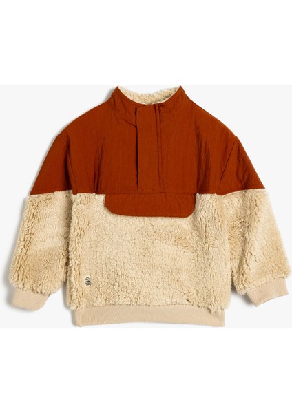 Peluş Mont Dik Yaka Kumaş Detaylı Uzun Kollu fırsatları