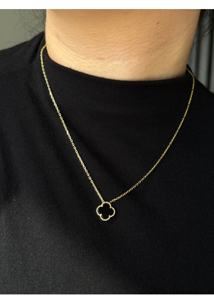 925 Ayar Gümüş 10 mm Yonca Cleef Model Kolye