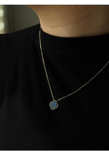 925 Ayar Gümüş 10 mm Yonca Cleef Model Kolye modelleri
