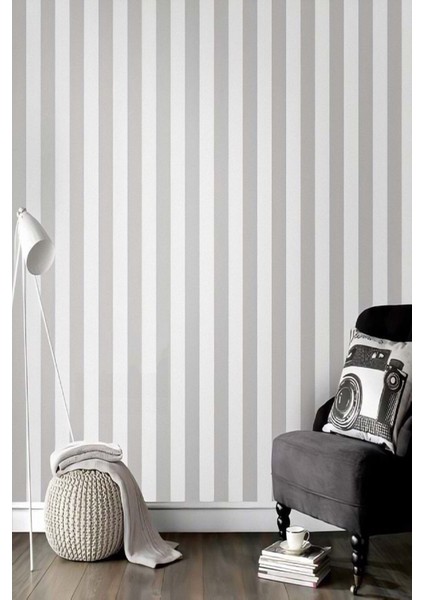 1906 Çizgili Desenli Duvar Kağıdı, Beyaz, 5 M²