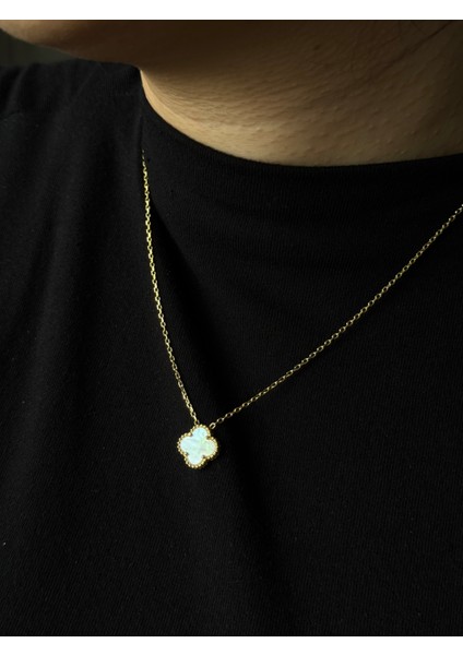 925 Ayar Gümüş 10 mm Yonca Cleef Model Kolye