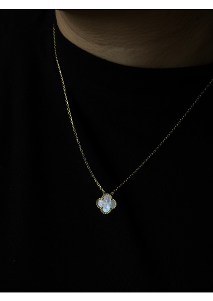 925 Ayar Gümüş 10 mm Yonca Cleef Model Kolye fiyatları