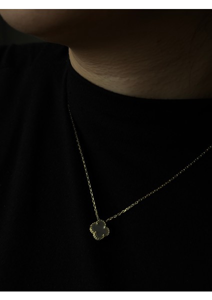 925 Ayar Gümüş 10 mm Yonca Cleef Model Kolye modelleri