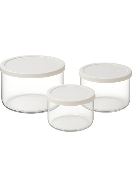 3'lü Yuvarlak Cam Saklama Kabı Seti – 0,40 + 0,80 + 1,50 Lt, Sağlıklı, Çok Amaçlı