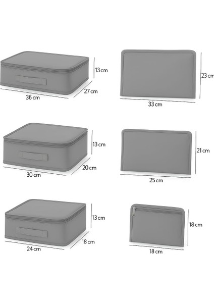 6'lı Valiz Içi Düzenleyici Set/bavul Içi Organizer Seyehat Çantası Hurç Seti Gri Renk fiyatları