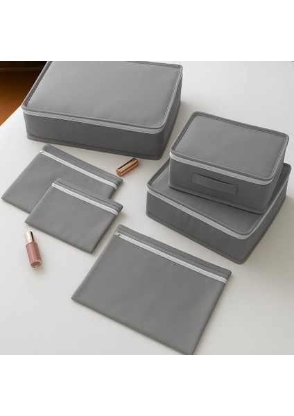 6'lı Valiz Içi Düzenleyici Set/bavul Içi Organizer Seyehat Çantası Hurç Seti Gri Renk fırsatları