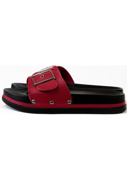 MUBACo. Ortopedik Tabanlı Tokalı Kırmızı Kadın Terlik fiyatları