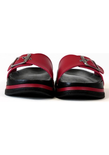 MUBACo. Ortopedik Tabanlı Tokalı Kırmızı Kadın Terlik indirimleri