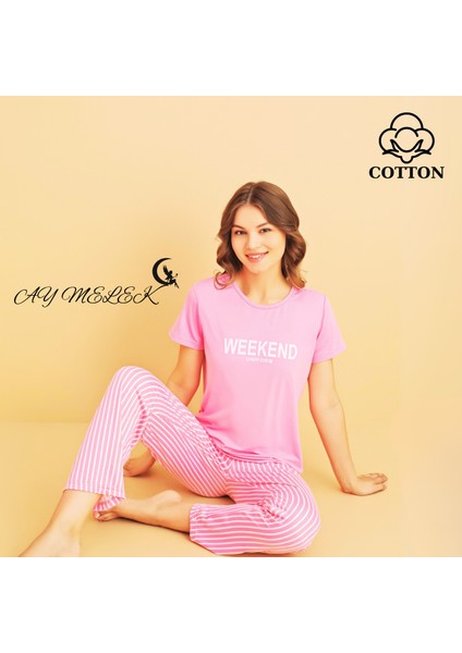 Ay Melek Kadın Pijama Takımı Pamuklu Lüx Pijama Seti