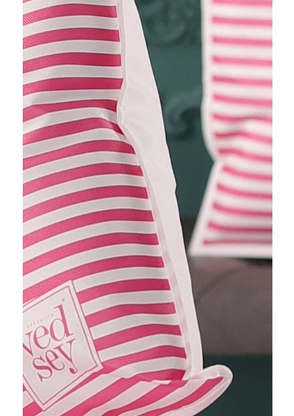 5'li Set 70X50 cm Yastık & Kıyafet Organizer Hurç Pembe Çizgili fiyatları