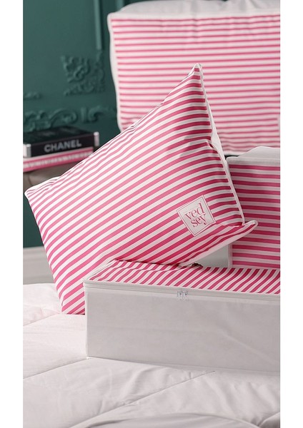5'li Set 70X50 cm Yastık & Kıyafet Organizer Hurç Pembe Çizgili fırsatları