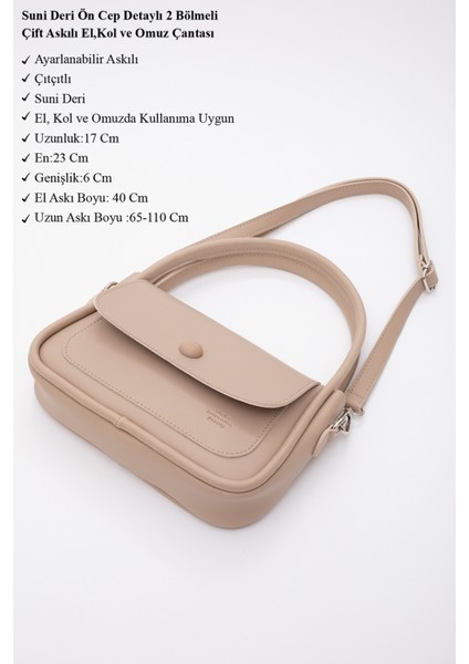 Vizon SHK97 Suni Deri Ön Cep Detaylı 2 Bölmeli Ayarlanabilir Askılı El,kol ve Omuz Çantası modelleri