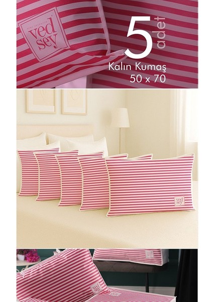 5'li Set 70X50 cm Yastık & Kıyafet Organizer Hurç Pembe Çizgili indirimleri