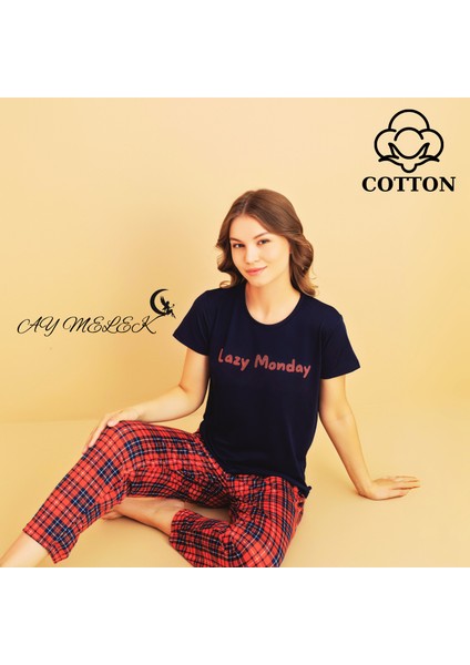 Ay Melek Kadın Pijama Takımı Pamuklu Lüx Pijama Seti