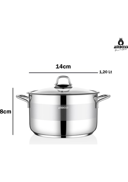 Saphire Paslanmaz Çelik 14 cm Cam Kapaklı Derin Tencere