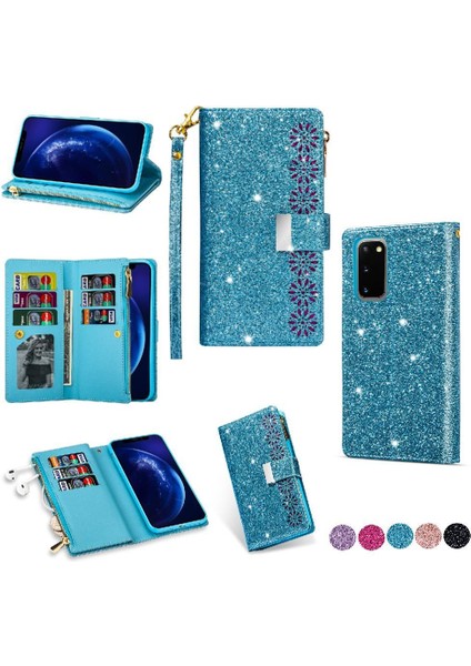 Samsung Galaxy A72 5g Için Glitter Cüzdan Kılıf Cüzdan Kılıf Fermuarlı Cebi (Yurt Dışından)