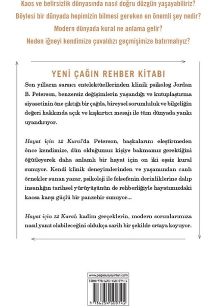 Hayat Için 12 Kural: Kaosa Panzehir - Jordan B. Peterson fiyatları
