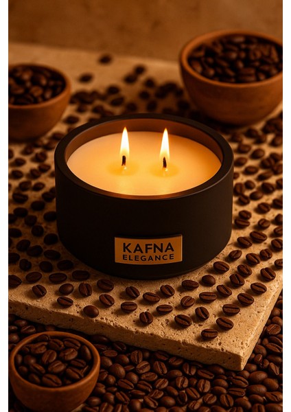 Kahve Kokulu Siyah Beton Mum – El Yapımı, Doğal ve Vegan, %100 Soya Wax fırsatları