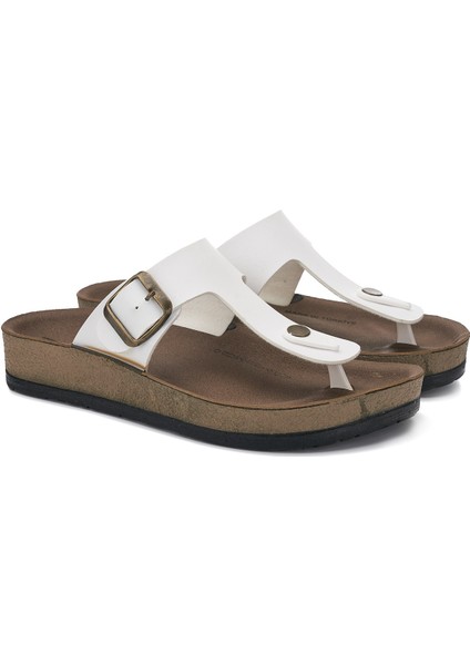 Günlük Kadın Erkek Yetişkin Mantar Taban Desenli Tokalı Ayarlanabilir Parmak Arası Terlik 34158 - 77