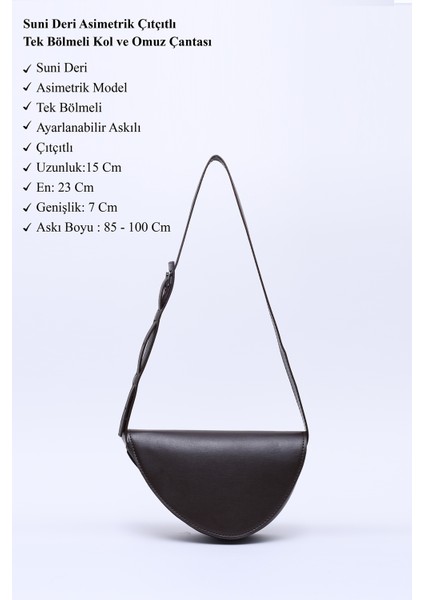 Kahve Rengi SHK154 Suni Deri Asimetrik Çıtçıtlı Tek Bölmeli Astarlı Kol ve Omuz Çantası modelleri