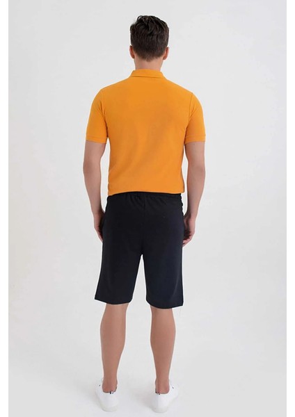 Erkek Bermuda Şort Siyah Nefes Alabilir Kumaşla Günlük Kullanım İçin Tasarlandı