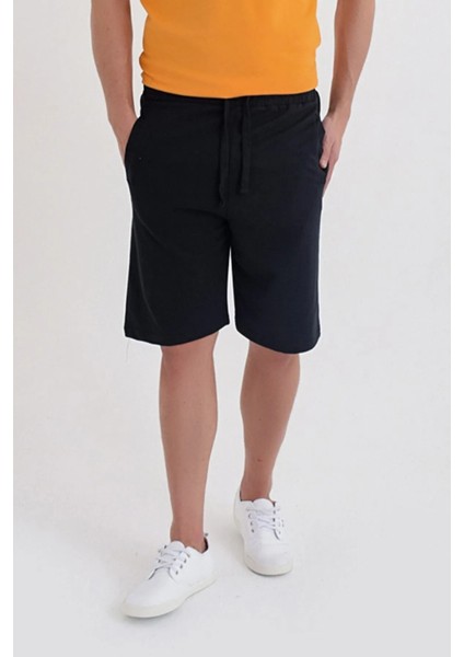Erkek Bermuda Şort Siyah Nefes Alabilir Kumaşla Günlük Kullanım İçin Tasarlandı modelleri