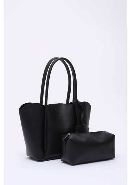 Siyah SHK122 Suni Deri, Çıtçıtlı, Makyaj Çantalı, Cüzdanlı El, Kol ve Omuz Çantası fiyatları