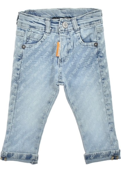 Komple Boys Baskılı Erkek Kot Pantolon Mavi