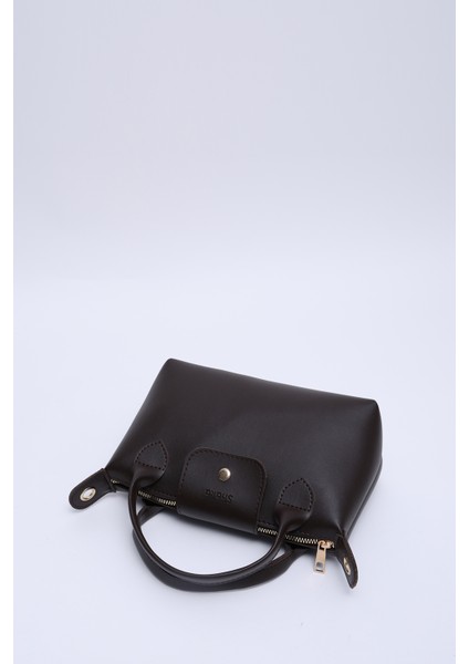 Kahve Rengi SHK135 Suni Deri, Tek Bölmeli, Çift Askılı El, Kol ve Çapraz Omuz Çantası