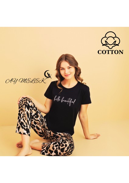 Ay Melek Kadın Pijama Takımı Pamuklu Lüx Pijama Seti