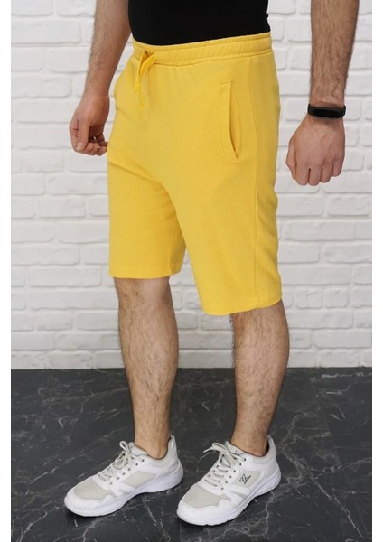 Erkek Sarı Beli Lastikli Cepli Şort & Bermuda AS-200