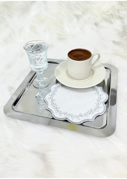 Yaprak Nakışlı Kahve ve Kokteyl Peçetesi Seti, Bardak Altlığı 6'lı fiyatları