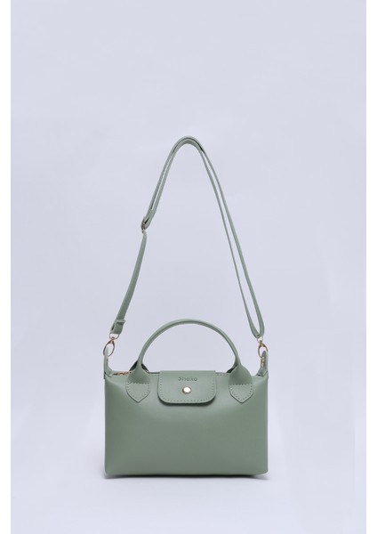 Mint Yeşil SHK135 Suni Deri, Tek Bölmeli, Çift Askılı El, Kol ve Çapraz Omuz Çantası