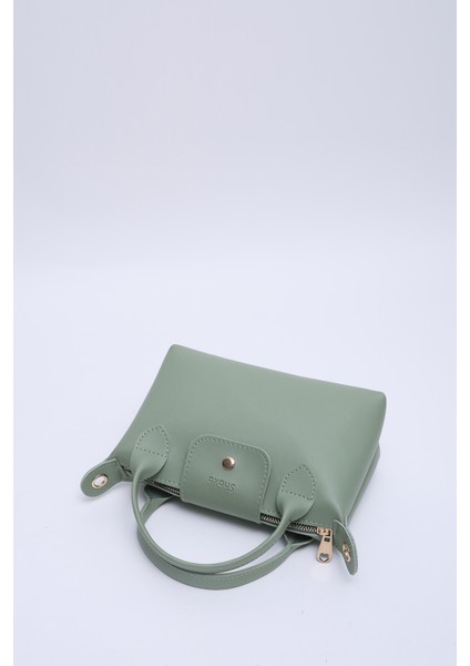 Mint Yeşil SHK135 Suni Deri, Tek Bölmeli, Çift Askılı El, Kol ve Çapraz Omuz Çantası