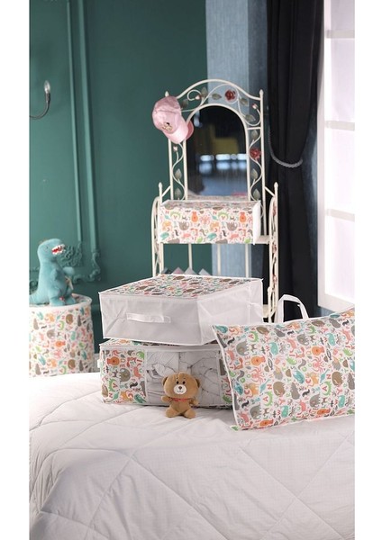 3'lü Set 50X70X25 - 50X45 Baza & Çekyat Altı, Dolap Içi Organizer Çocuk Hurç Sevimli Desenli fiyatları