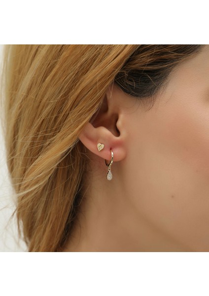 14 Ayar Altın Işıltılı Damla Halka Küpe fiyatları