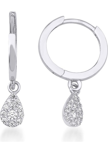 14 Ayar Altın Işıltılı Damla Halka Küpe modelleri