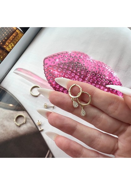 14 Ayar Altın Işıltılı Damla Halka Küpe fırsatları