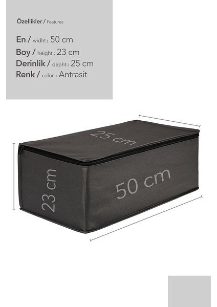 5'li Set Orta Boy 50X25X20 cm Baza & Çekyat Altı , Kıyafet Düzenleyici Hurç Antrasit Gri fırsatları