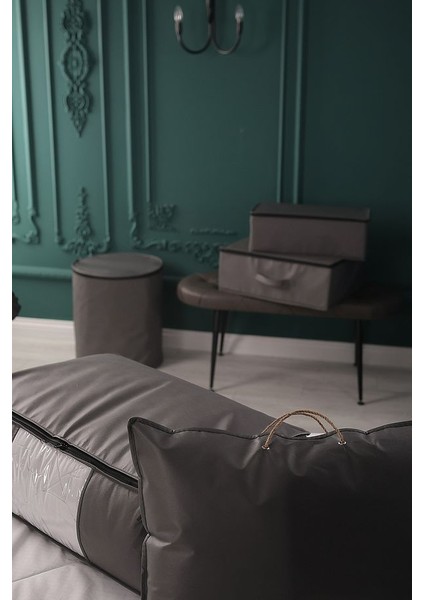 5'li Set Orta Boy 50X25X20 cm Baza & Çekyat Altı , Kıyafet Düzenleyici Hurç Antrasit Gri