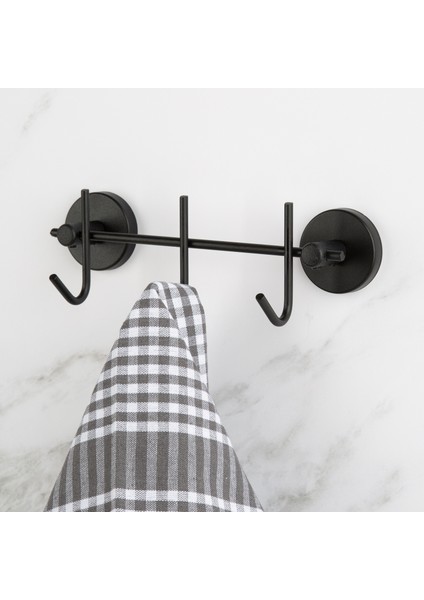 Siyah Üçlü Sıra Askı Wc Askı Banyo Mutfak Düzenleyici Askı
