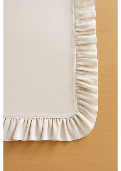 Şık Bej Keten Fırfırlı Runner, Sofra Dekorasyonu Için Zarif Tasarım fiyatları