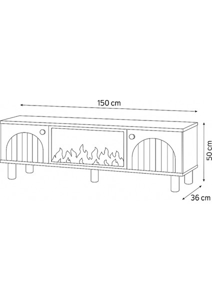 Lidya Şömineli Tv Sehpası Şık Kapaklı Tasarım 36 Inç Ekran Üzeri Uyumlu 150x36x50 Cm indirimleri