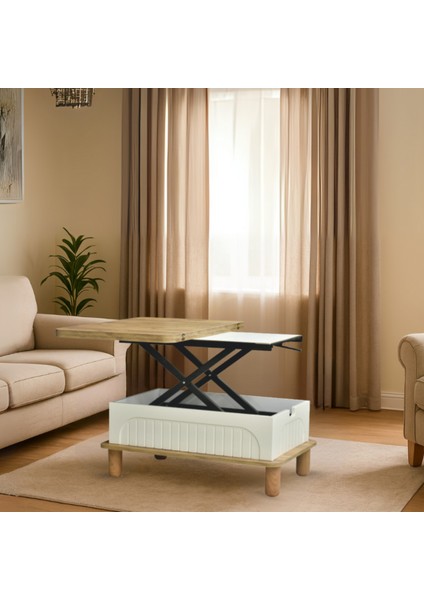 Lidya Akıllı Sehpa Atlantik Çam Krem 4 Fonksiyonlu Açılır Mekanizmalı 90x39x60 Cm fırsatları