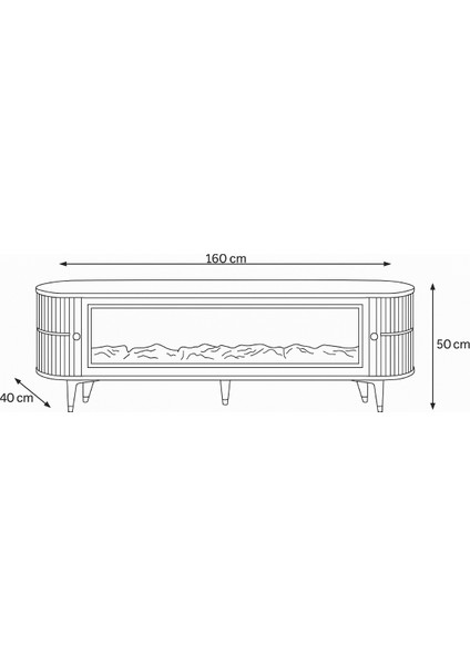 Talia Şömineli Tv Sehpası Antrasit Gold Mebran Bluetooth Hoparlörlü 7 Renk Efektli 160x40x50 Cm fırsatları