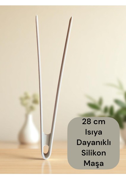 Isıya Dayanıklı Silikon Kevgir Kepçe Spatula Kaşık Maşa Seti (30-28-22-20 Cm) 8 Parça fırsatları