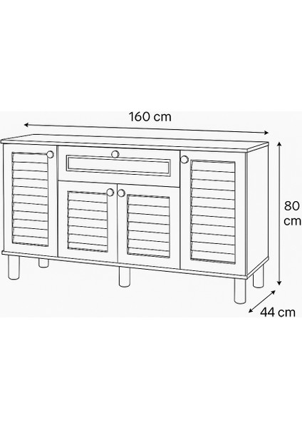 Helena Konsol Atlantik Çam Beyaz 4 Kapaklı 1 Çekmeceli Ahşap Detaylı 160x80x44 Cm fırsatları